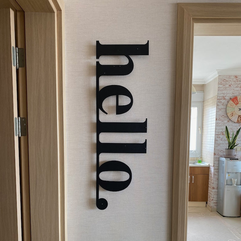 Metal Hello Sign, Front Door Decor, Metal Wall Art, Front Porch Decor, Welcome Sign, Outdoor Wall Decor Housewarming Gift, Entryway Decor