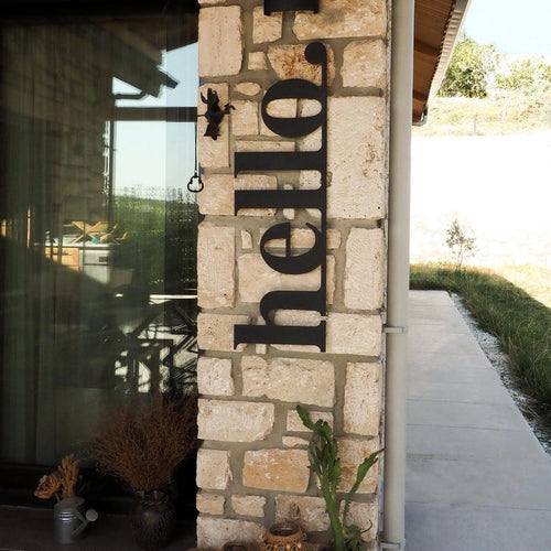 Metal Hello Sign, Front Door Decor, Metal Wall Art, Front Porch Decor, Welcome Sign, Outdoor Wall Decor Housewarming Gift, Entryway Decor