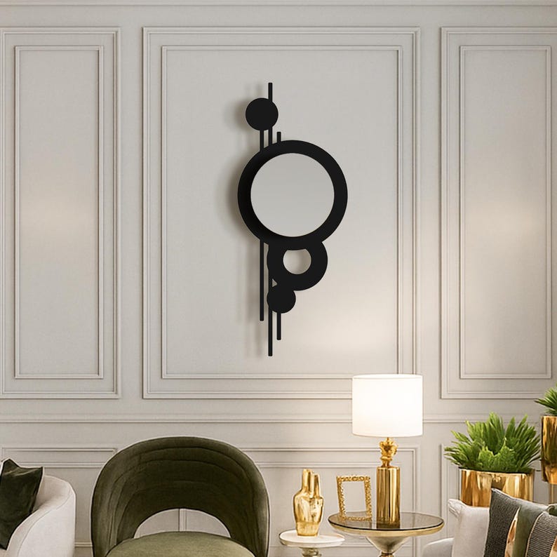 Lunaris Metal Wall Art (Hangable Horizontally or Vertically), Unique Geometric Metal Wall Decor, Modern Home Decor, Wall Hangings Black Gold