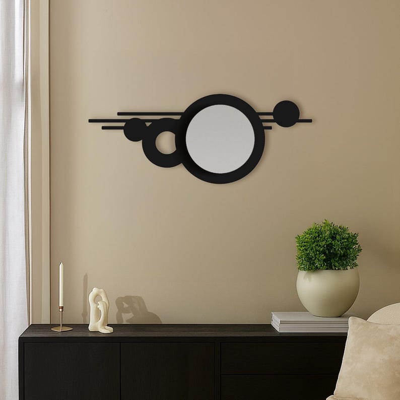 Lunaris Metal Wall Art (Hangable Horizontally or Vertically), Unique Geometric Metal Wall Decor, Modern Home Decor, Wall Hangings Black Gold