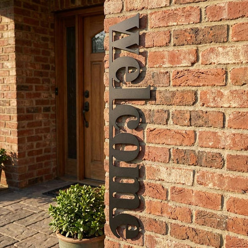 39" Metal Vertical Welcome Sign, Front Porch Decor, Front Door Decor, Welcome Wall Art, Entryway Decor, Modern Home Decor, Wall Hangings