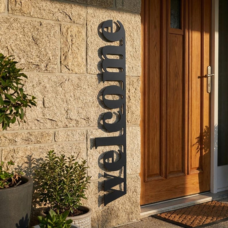 39" Metal Vertical Welcome Sign, Front Porch Decor, Front Door Decor, Welcome Wall Art, Entryway Decor, Modern Home Decor, Wall Hangings