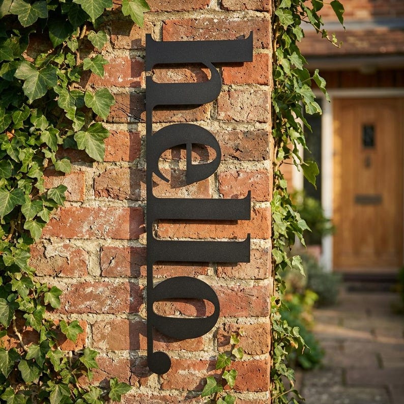 Metal Hello Sign, Front Door Decor, Metal Wall Art, Front Porch Decor, Welcome Sign, Outdoor Wall Decor Housewarming Gift, Entryway Decor