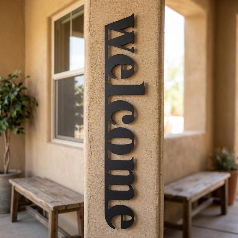 39" Metal Vertical Welcome Sign, Front Porch Decor, Front Door Decor, Welcome Wall Art, Entryway Decor, Modern Home Decor, Wall Hangings