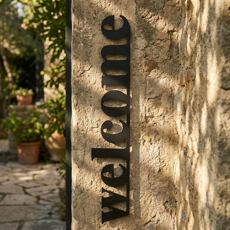 39" Metal Vertical Welcome Sign, Front Porch Decor, Front Door Decor, Welcome Wall Art, Entryway Decor, Modern Home Decor, Wall Hangings